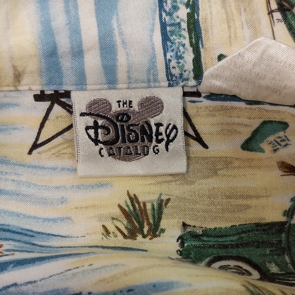 Walt Disney World Hawaiian Aloha Shirt Mickey Surfing Beach Retro Mens Large XL - Picture 8 of 9